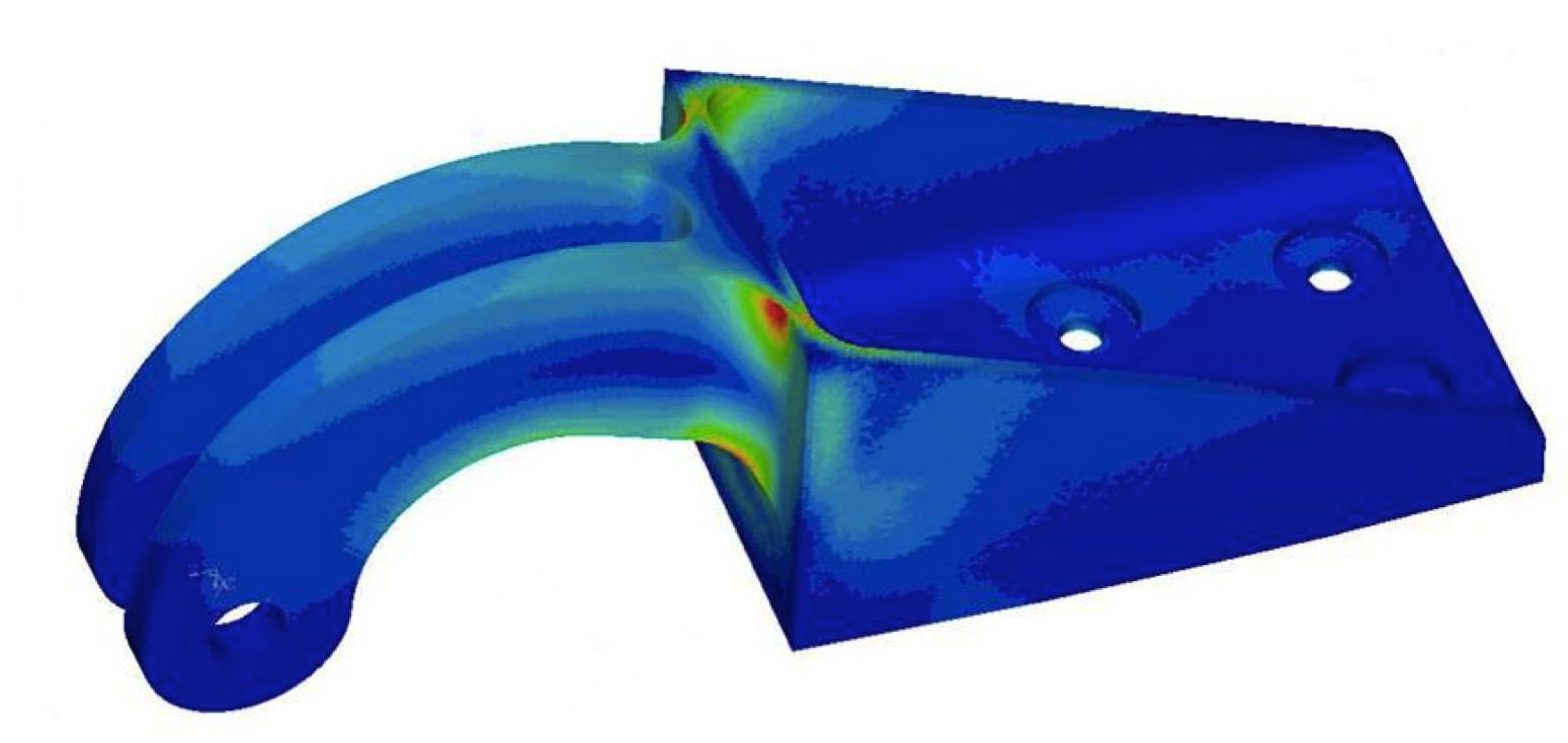 FEA (Finite Element Analysis – analiza elementów skończonych) oryginalnego wspornika zawiasu gondoli samolotu Airbus A320